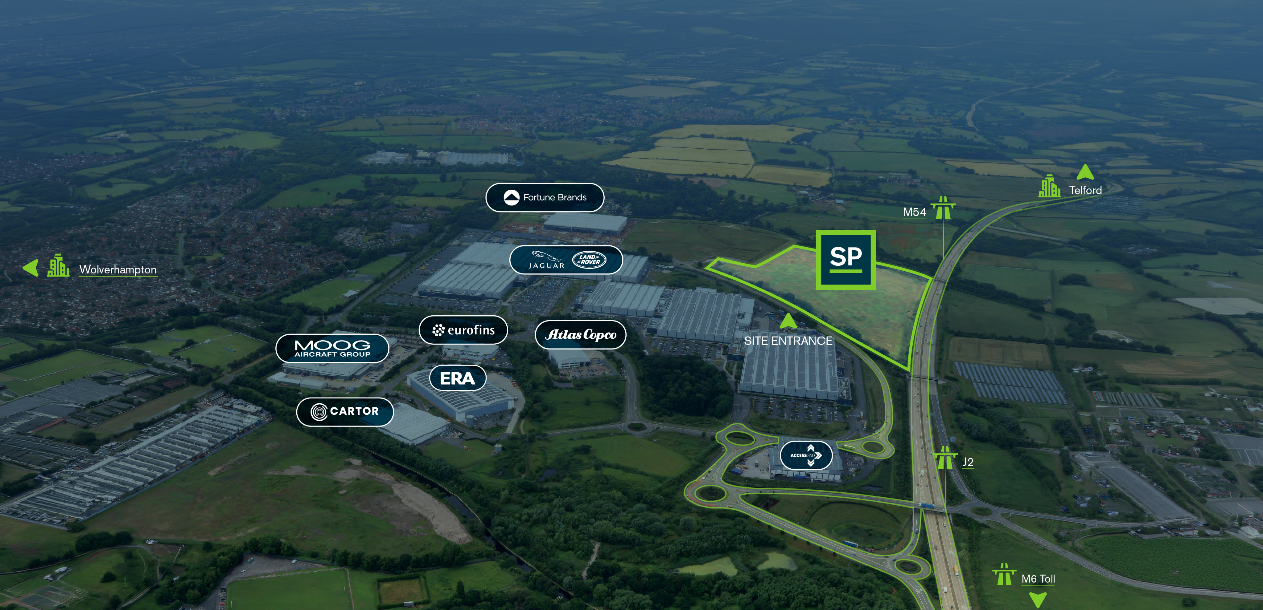 Stoford Park i54 aerial view